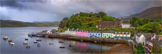  Panoramafoto Portree Harbour Isle of Skye Schottland 