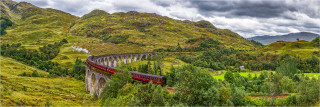  Panoramafoto Schottland Glenfinan Viadukt Jacobite Train