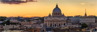  Panoramabild Sonnenuntergang Petersdom Rom Italien