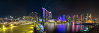  Panoramabild Helix Brücke Marina Bay Singapur