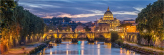  Panoramabild Sonnenuntergang Tiberbrücke Rom Italien
