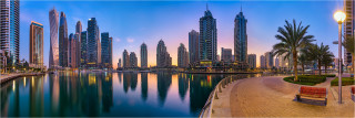  Panoramabild Dubai Sonnenaufgang in der Marina