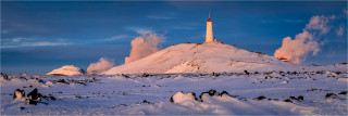  Panoramabild Leuchtturm Reykanesviti Island