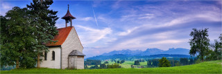  Panoramabild Allgäu Herz-Jesu Kapelle Schwalten Weiher