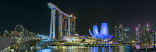  Panoramafoto Singapur Helix Bridge Marina Bay