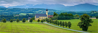  Panoramafoto Wallfahtskirche Wilparting in Bayern