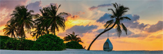  Panoramafoto Sonnenuntergang unter Palmen