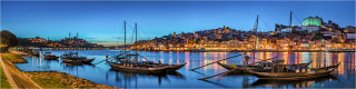  Panoramabild Sonnenuntergang Portweinboote von Porto