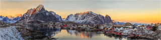  Panoramabild winterlicher Polartag Reine Norwegen