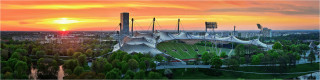  Panoramabild München Olympistadion im Sonnenuntergang