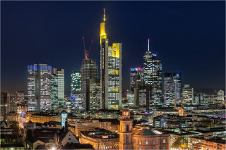  Wandbild Frankfurt/Main Bankenviertel bei Nacht