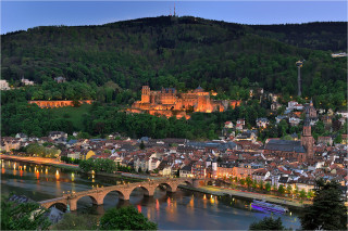  Wanddeko Heidelberg in der Dämmerung