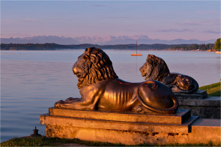  Wandbild Löwen am Starnberger See