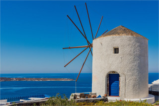  Wanddeko Mühle auf Santorini Griechenland