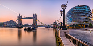  Panoramabild Tower Bridge London Im Sonnenaufgang
