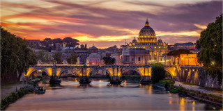  Panoramabild Rom Sonnenuntergang am Tiber