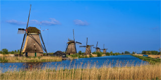  Panoramabild Die Windmühlen von Kinderdijk