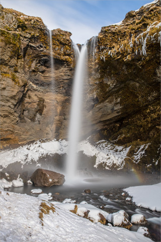  Wandbild Island Wasserfall im Winter